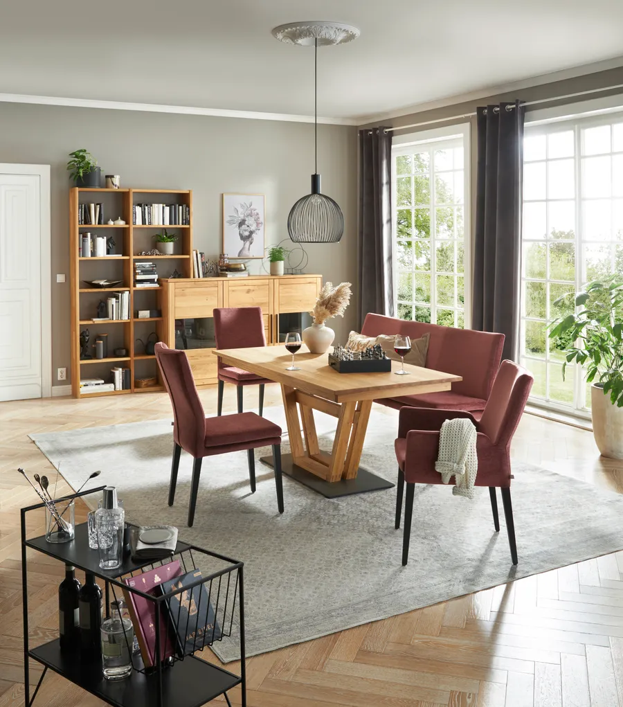 Esstisch Faro 6.0 - LB ca. 180x90 cm, Tisch verlängerbar, Wildeiche massiv, geölt