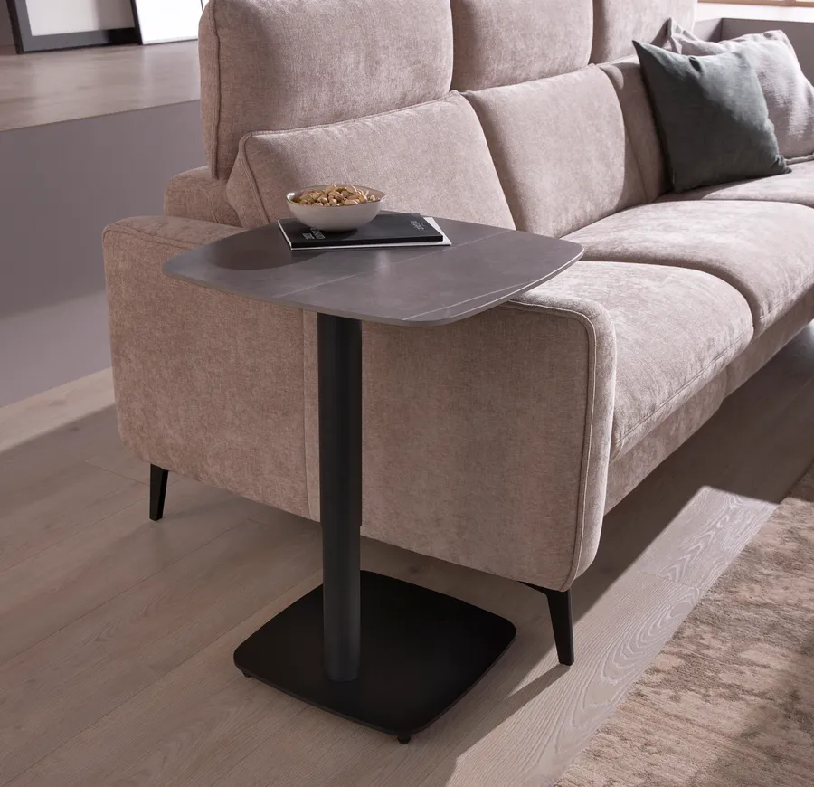 Couchtisch Camas - LBH ca. 75x75x42 cm, Keramik, Dunkelgrau