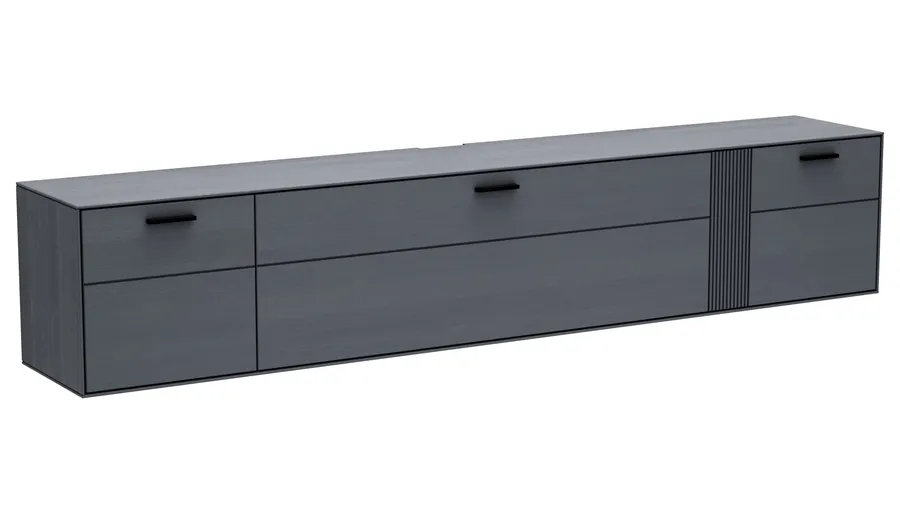 Lowboard Estana - Eiche massiv, Anthrazit 